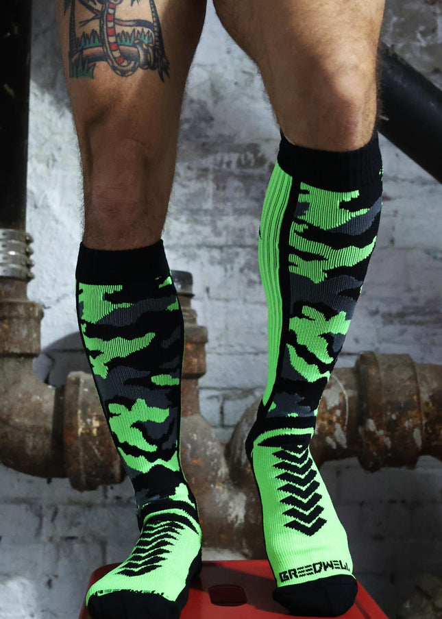 BREEDWELL NEO CAMO SOCKS, NEON GREEN - BREEDWELL-