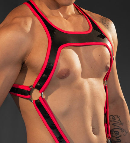 Dale Mas Neoprene Smooth Skin Industry Harness, Black/Red - Dale Mas-