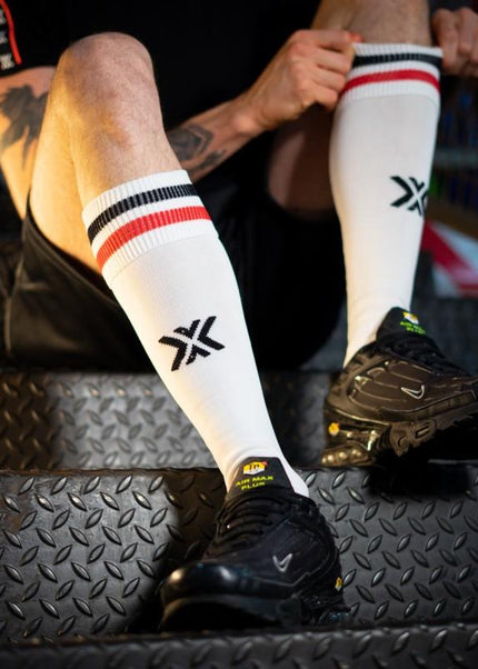 BOXER Football Socks, FUCK, White/Red/Black - Boxer Barcelona-Clubwear