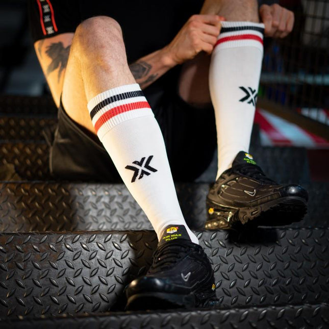 BOXER Football Socks, FUCK, White/Red/Black - Boxer Barcelona-Clubwear